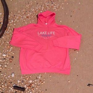 Pink 'Lake Life' Hoodie Unisex XXL
